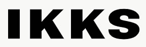 IKKS wordmark in bold black lettering on a white background for branding context,