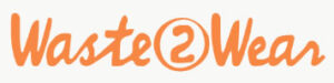 Waste2Wear logo in orange script.